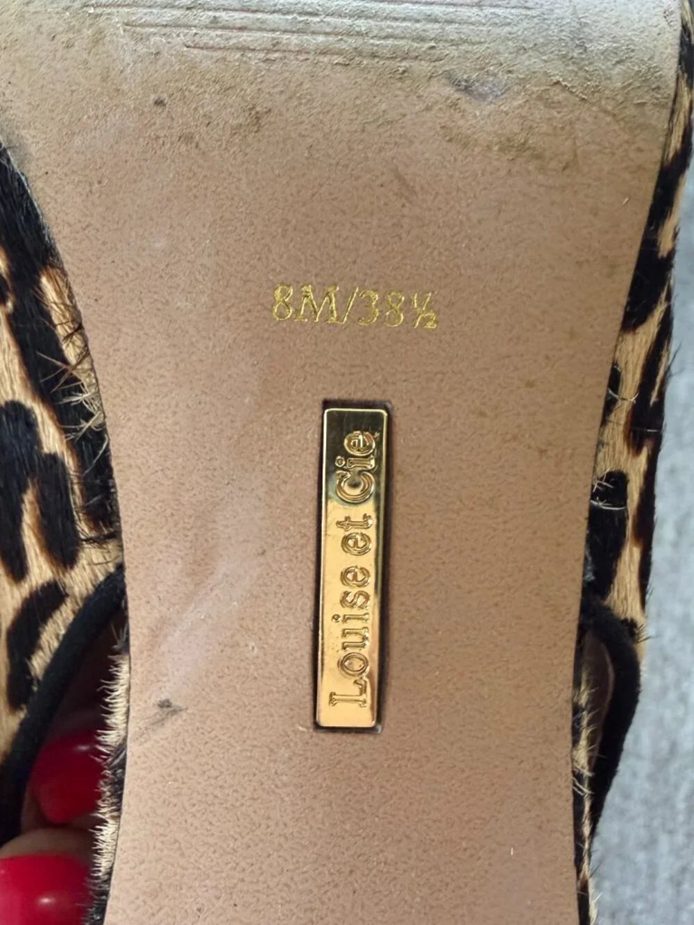 Louise et Cie Leopard Calf Hair Peep Toe Heel Booties Size 8